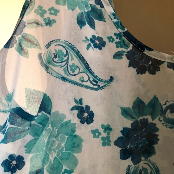 ✨2/$20 *Flawed Torrid Floral Paisley Print Sheer Chiffon Top Blue Plus Size 1X - Picture 4 of 6